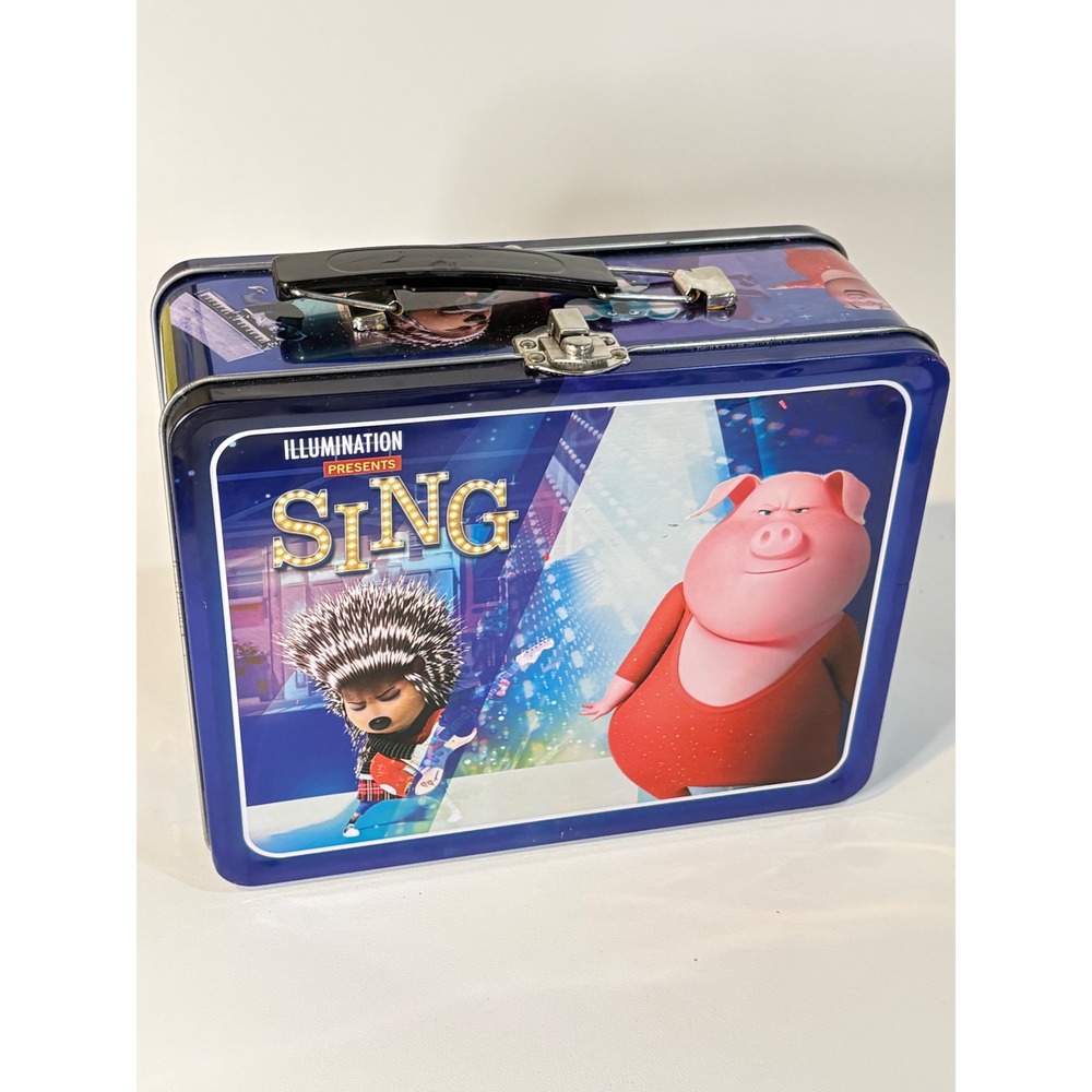 Sing Movie Metal Lunch Box Illumination Ash Gunter Blue Tin Collectible 2017